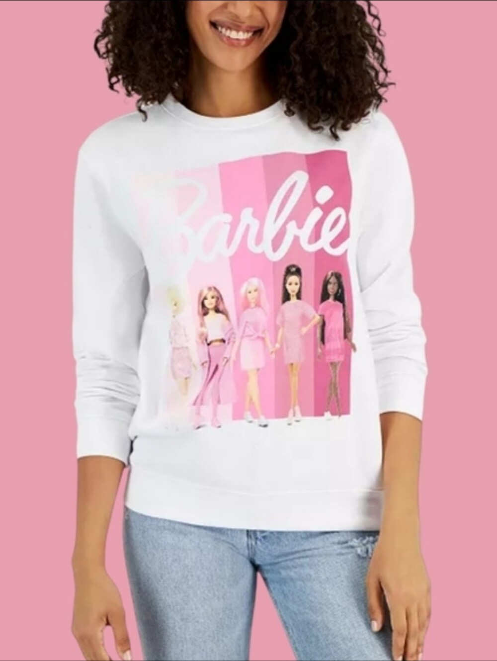 Barbie Dolls Sweatshirt White/ Pink Retro Soft Girl Coquette Girlcore Sz L